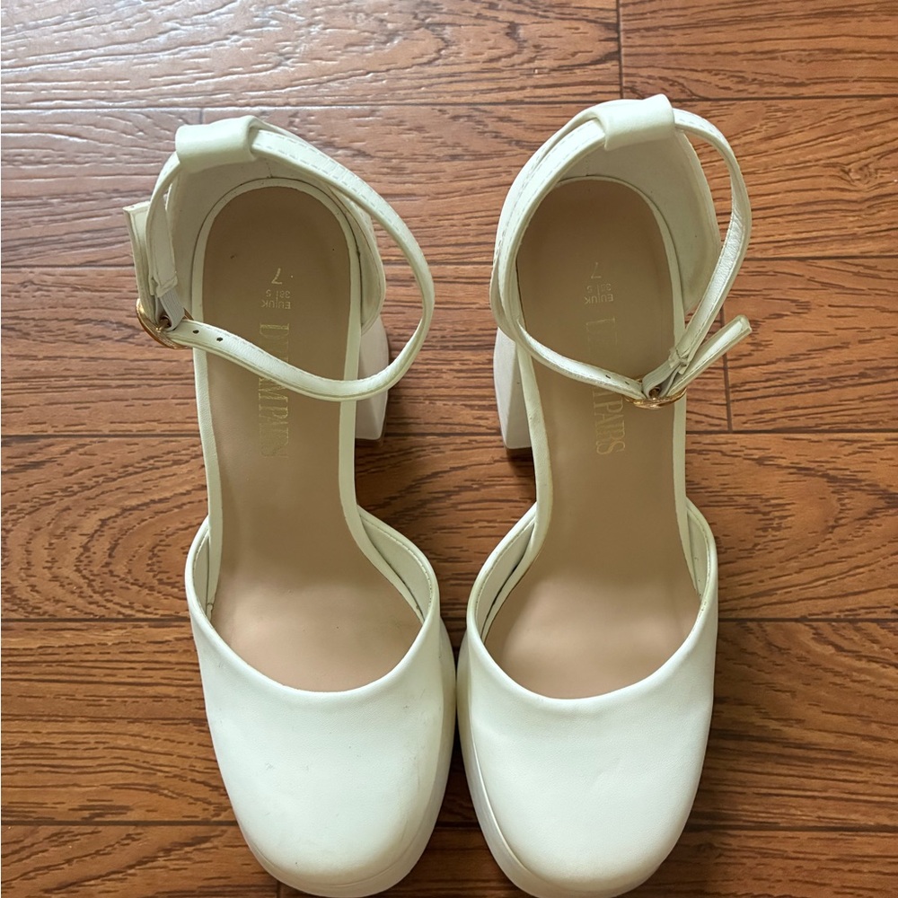 Dream Pairs White Heels Ankle Strap